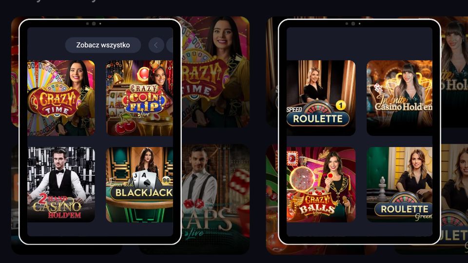 Interfejs Vox Casino z grami na żywo